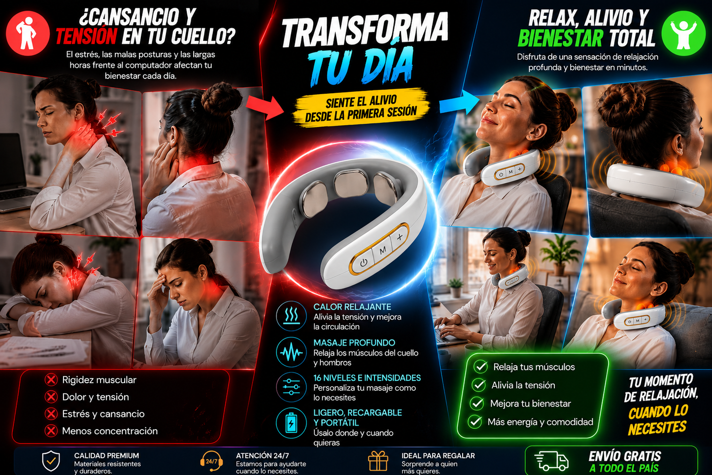 MASAJEADOR CERVICAL ELÉCTRICO CON CALOR